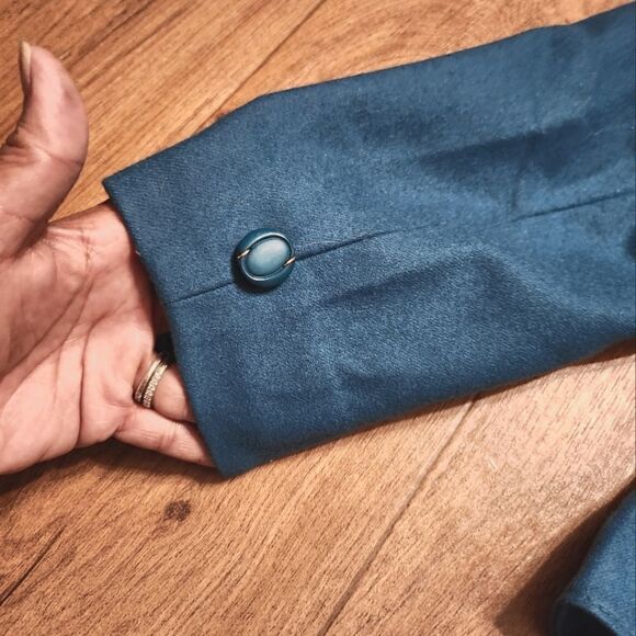 Vintage Pendleton Virgin Wool Blazer Jacket Turquoise Size 12 - Picture 4 of 6